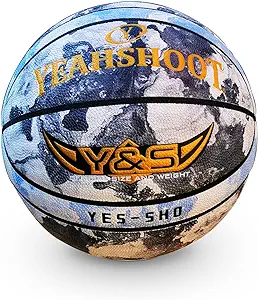 yeahshoot outdoor basketballs size 7 leather basketball with pump for youth basketball games  ‎yeahshoot