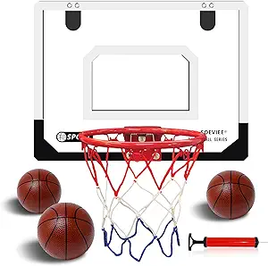 Soeviee Pro Mini Basketball Hoop Indoor For Kids Adults 16 X 12 Over Door Basketball Hoop With Authentic Dunk Rim 3 Mini 6 3 Basketballs Perfect Family Game Gifts