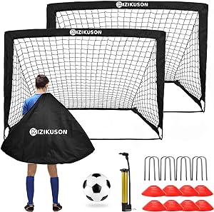 portable soccer goals for backyard kids soccer nets set of 2 with carry bag and soccer ball 4 x 3 outdoor kid
