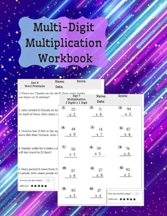 multi digit multiplication workbook 1st edition katy melanaa 979-8842131747