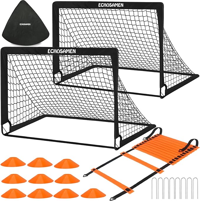 kids soccer goals for backyard set portable soccer training equipment foldable pop up soccer net with 10
