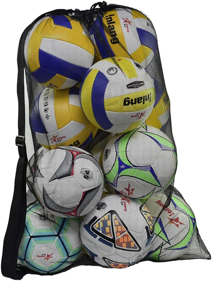 rudmox heavy duty mesh ball bag drawstring sport equipment storage bag for basketball soccer sports beach and