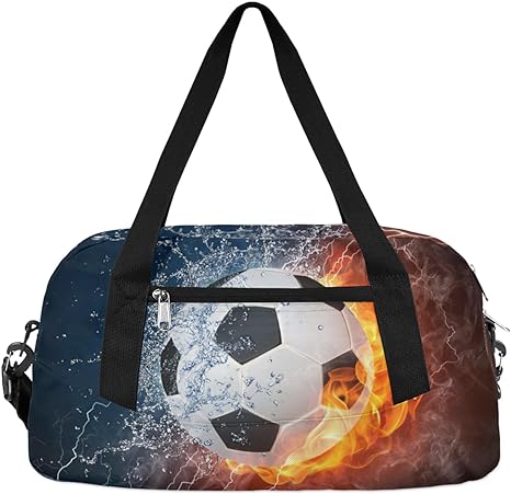 fire water football soccer small kids gym sports bag for boys girls teen lightweight travel duffle bag