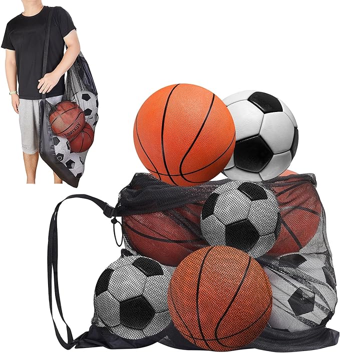abeillo soccer ball bag extra large sports ball mesh bag durable soccer team balls bag with shoulder strap