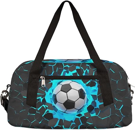 3d light wall football soccer pattern gym duffle bag for kids sports bag for teens boys and girls small