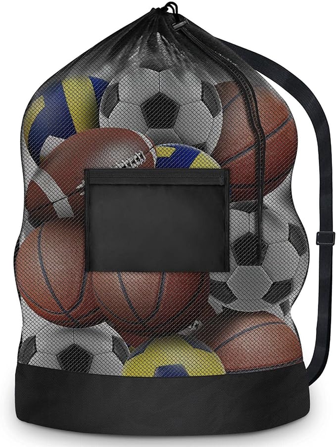 joylivecy extra large sports ball bag mesh soccer team balls bag drawstring sport equipment storage bag for