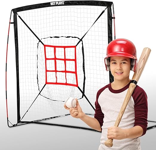 net playz 5 x 5 baseball and softball practice hitting and pitching net similar to bow frame great for all