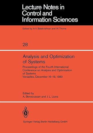 analysis and optimization of systems proceedings of the fourth international conference on analysis and