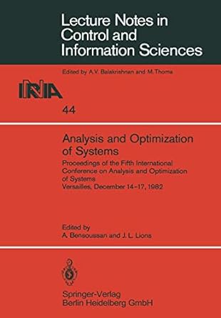 analysis and optimization of systems proceedings of the fifth international conference on analysis and