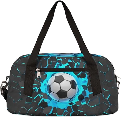 3d light wall football kids overnight duffle bags boys girls soccer teen sports gym bag for weekender travel