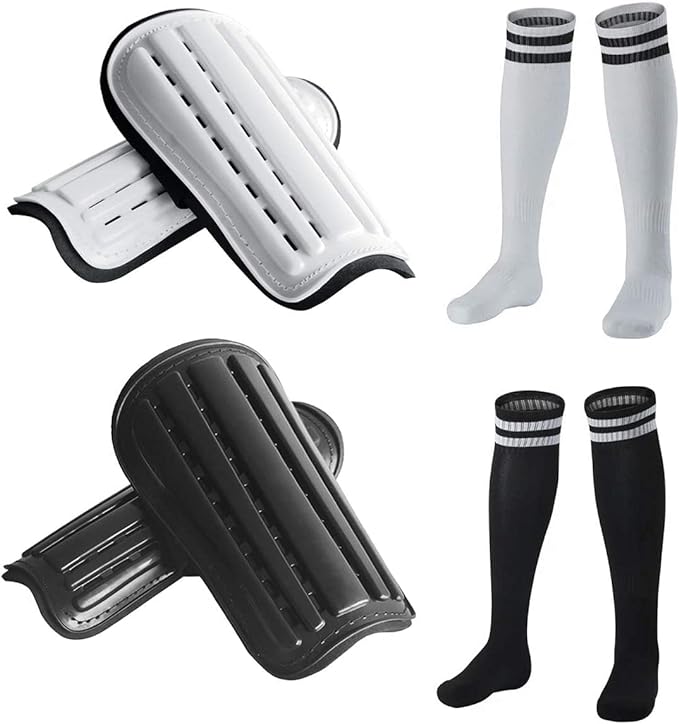 2 pairs soccer shin guards and 2 pairs soccer socks for adults and teenagers protective gear soccer equipment