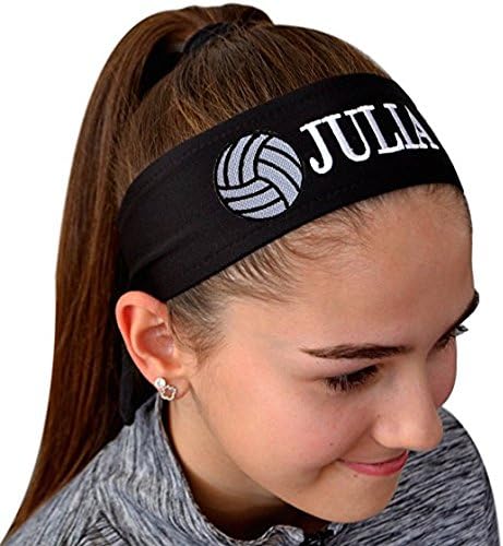volleyball tie back moisture wicking headband personalized with the embroidered name of your choice  funny