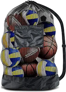 brotou extra large sports ball bag mesh socce ball bag heavy duty drawstring bags team work for holding
