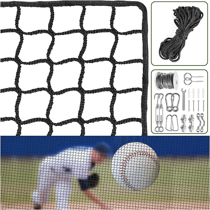 nqb baseball softball backstop nets sports nets heavy duty sports netting barrier with 33ft rope for