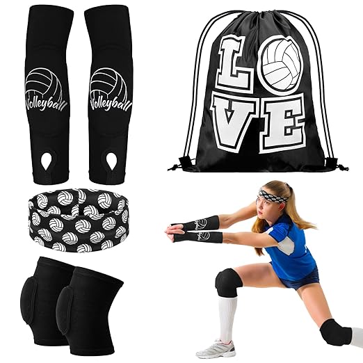 4 pcs volleyball accessories include volleyball knee pads volleyball arm sleeves volleyball drawstring bag