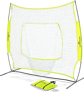 elite athletics baseball and softball net for batting and pitching with bow frame carry case and strike zone 