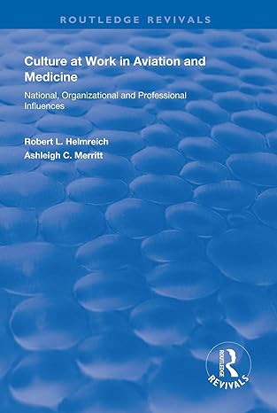 culture at work in aviation and medicine national organizational and professional influences 1st edition