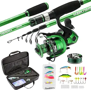 ghosthorn fishing rod and reel combo graphite telescoping fishing pole collapsible portable travel kit with