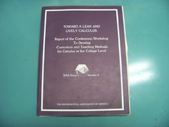 toward a lean and lively calculus 1st edition ronald g douglas 0883850567, 978-0883850565