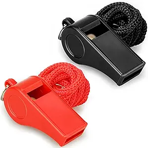 Hipat Whistle With Lanyard Loud Crisp Sound Plastic Sports Whistles For Coaches Referees Training Emergency Survival