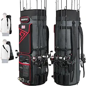 piscifun fishing rod case bag holds 8 rods and reels 100l large storage fishing rod case foldable fishing