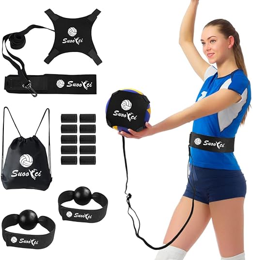 suootci volleyball training equipment aid practice your serving setting and spiking with ease great solo