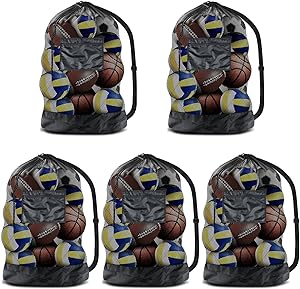 brotou extra large sports ball bag mesh 5pcs soccer ball bag with adjustable shoulder strap heavy duty
