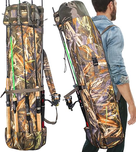 deilai fishing rod bag fishing rod case portable folding fishing pole reel storage bag fishing gears