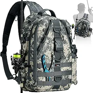 piscifun fishing tackle backpack with rod and gear holder lightweight outdoor fishing tackle storage bag
