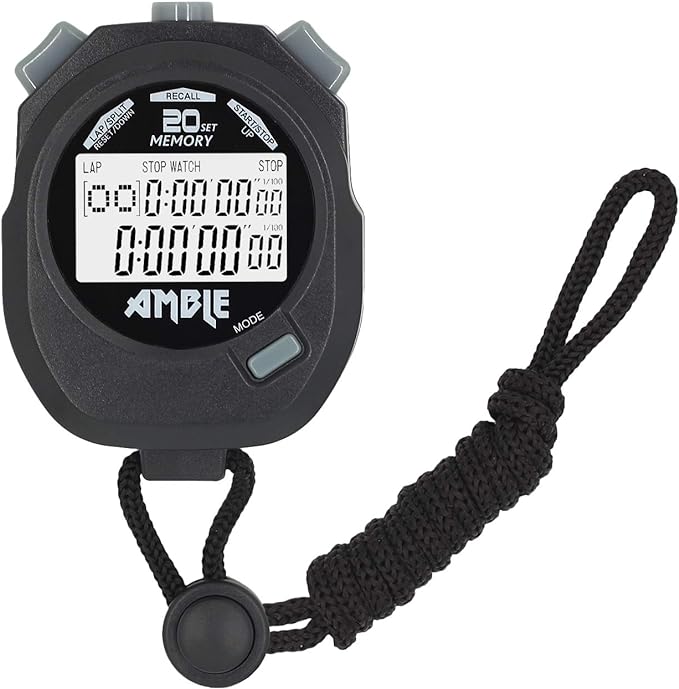 stopwatch amble countdown timer and stopwatch record 20 memories lap split time with tally counter and