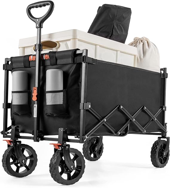 navatiee wagon cart heavy duty foldable collapsible wagon with smallest folding design utility grocery wagon