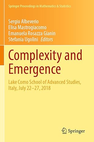 complexity and emergence 1st edition sergio albeverio, elisa mastrogiacomo, emanuela rosazza gianin, stefania