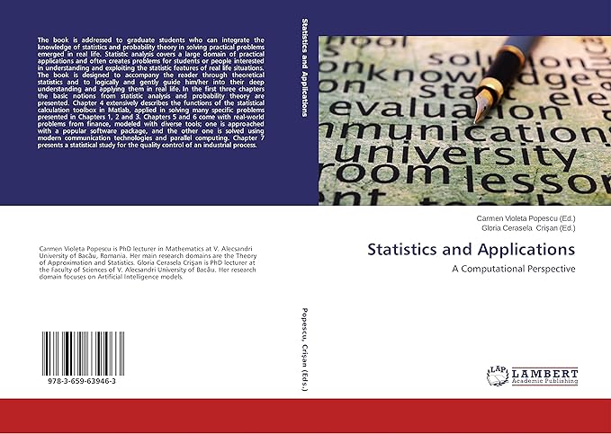 statistics and applications a computational perspective 1st edition carmen violeta popescu, gloria cerasela