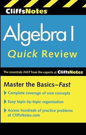 cliffsnotes algebra i quick review 1st edition jerry bobrow 0470880287, 978-0470880289