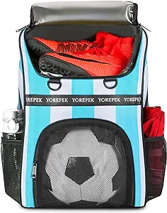 yorepek soccer bag soccer backpack with ball compartment for men and women fit basketball volleyball large