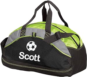 personalized soccer duffel bag men and women sport bag with monogrammed name lime  my little doc store