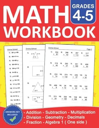 math workbook for grades 4-5 1st edition emma. school 979-8363370113