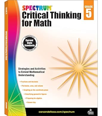spectrum critical thinking for math grade 5 1st edition spectrum 1483835529, 978-1483835525