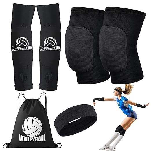 umacwin volleyball knee pads volleyball arm sleeves sweat band and drawstring bag 4 pcs high protection