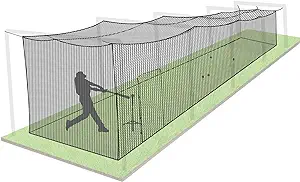 Oriengear Baseball Batting Cage Nets Only Net 10h X10w X 35l Baseball And Softball Cage Netting 1 88 Mesh Professional Fully Enclosed Heavy Duty Pe Hitting Cage Net With Door Without Poles