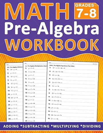 Math Pre Algebra Workbook Grade 7-8