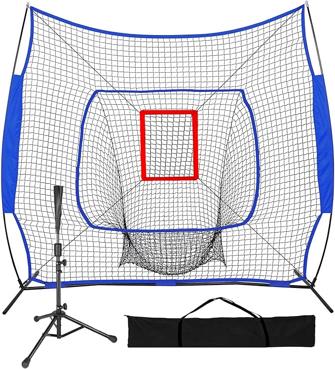 baseball softball practic net with batting tee 7 x 7 baseball net for hitting and pitching portable baseball