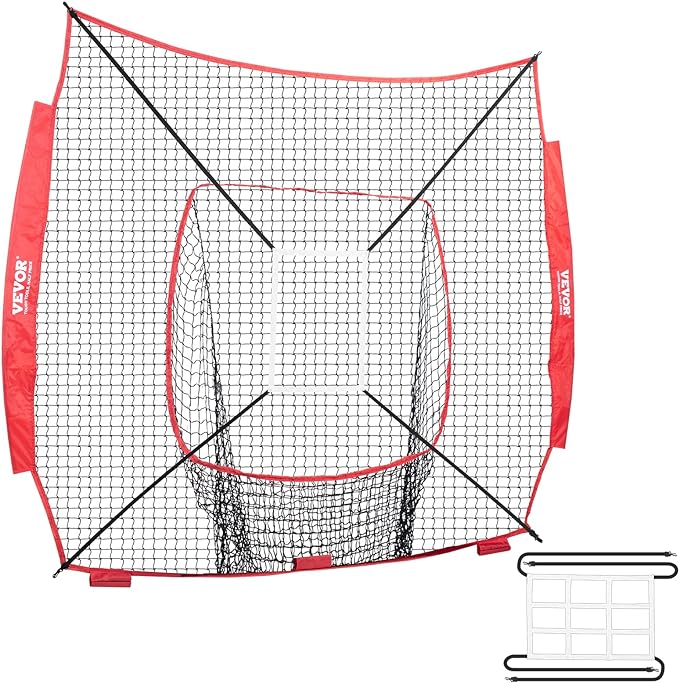 vevor 7x7 ft baseball softball practice net portable baseball training net for hitting batting catching