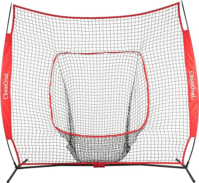 chamgoal 7x7ft gradient baseballandsoftball net for hitting and pitching portable baseball practice net for