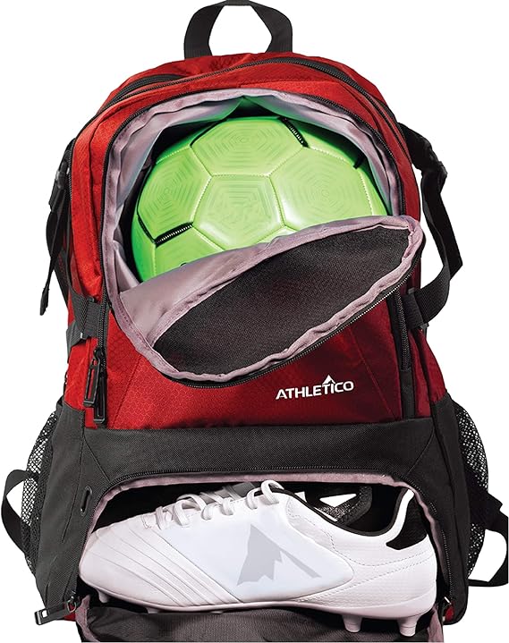 athletico national soccer bag backpack for soccer basketball and football includes separate cleat and ball