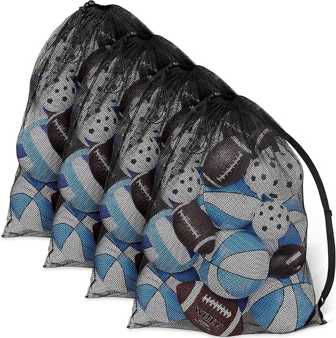 shappy 4 pack extra large sports ball bag mesh soccer basketball bags large mesh bag with adjustable shoulder
