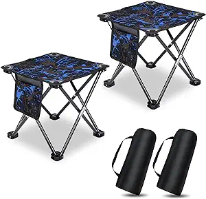kaboer 2 pack folding camping stool portable outdoor camping chair for fishing bbq hiking gardening and beach