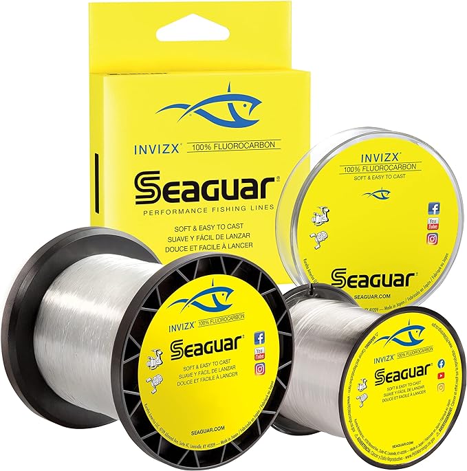 seaguar invizx freshwater 100 fluorocarbon fishing line 200 1000yds 4 25lb break strength clear  ?seaguar