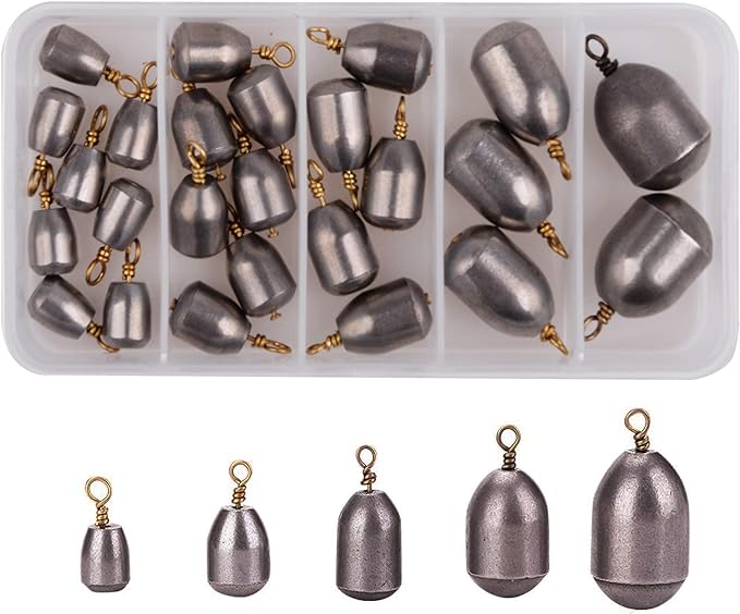 fishing weights 25/54pcs bass casting fishing sinkers weight bell sinkers water drop weight with ring iron