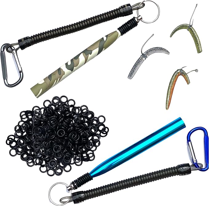 jigity 2 pack wacky rig tool and o rings blue plus camouflage tools for senkos stick bait neko ned finesse